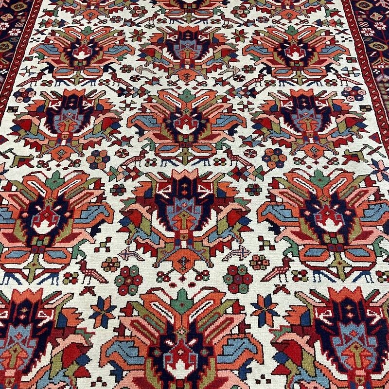 HERAT ORIENTAL Vintage 1920s Handmade Karaja Wool Rug - 5'2" x 6'11"