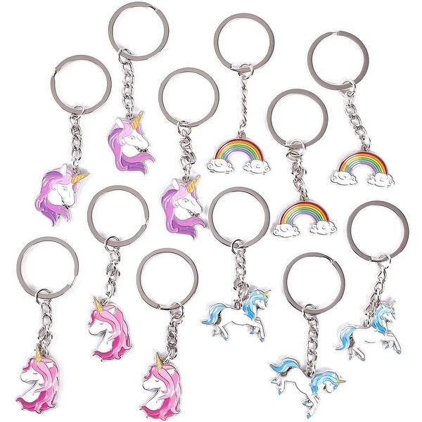 Download 12 Pieces Unicorn And Rainbow Keychains Cute Metallic Keychains Set 4 Designs Overstock 31643159