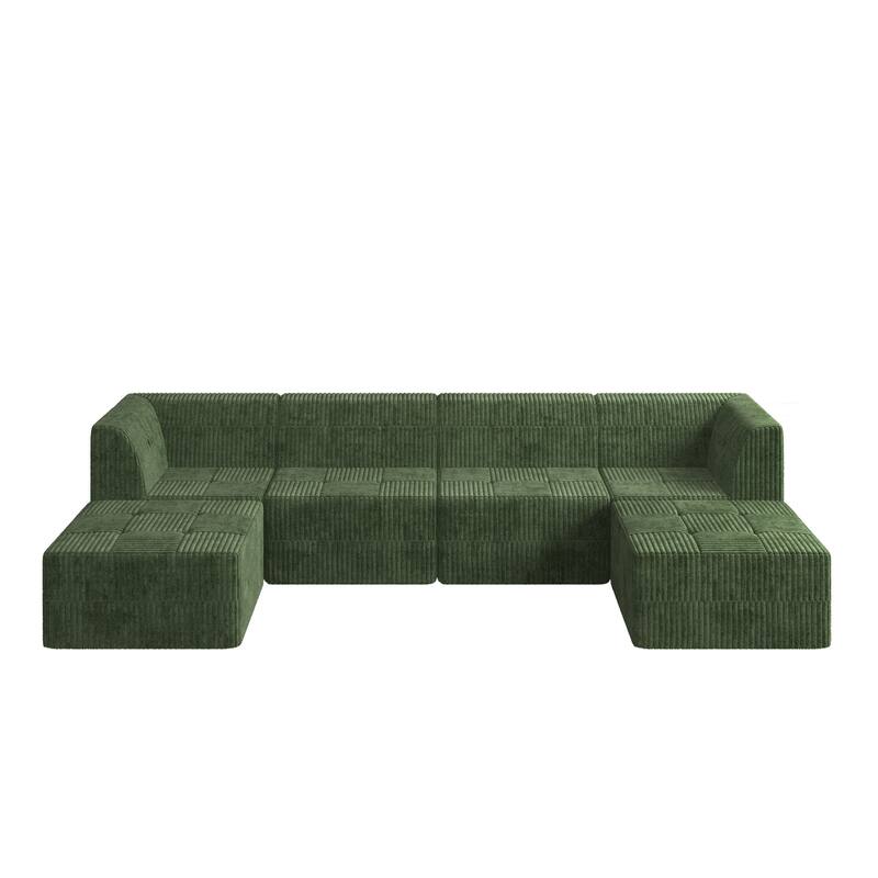 Modern Minimalist Modular Sectional Sofa with Terrycloth Upholstery and Wide Foam Seating for Living Room and Guest Room