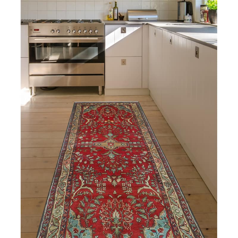 Fine Vintage Distressed Shahjaha Red/Beige Runner - 3'3" x 8'10"