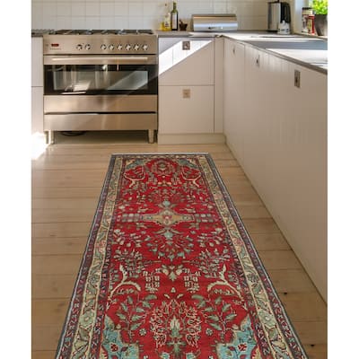 Fine Vintage Distressed Shahjaha Red/Beige Runner - 3'3" x 8'10"