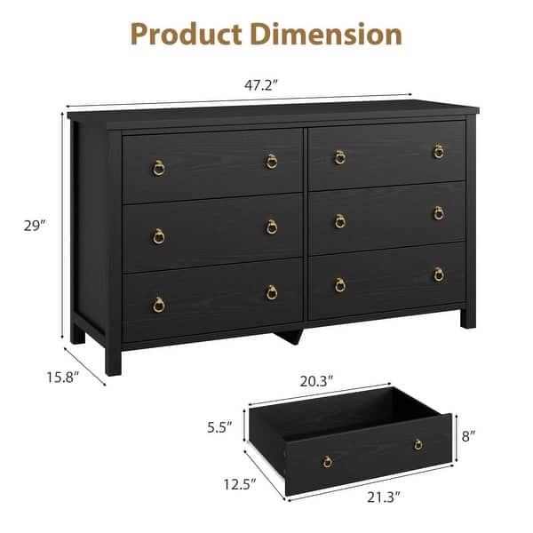 dimension image slide 6 of 7, Drawer Dresser, Modern Clothes Storage Cabinet for Nursery