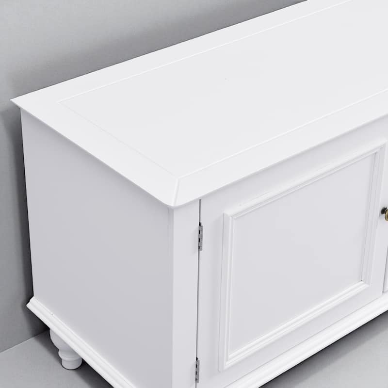 70.9" Modern TV Stand for TVs up to 80", Entertainment Center with 2 Cabinets, 2 Drawers, Open Shelf, Solid Wood Legs