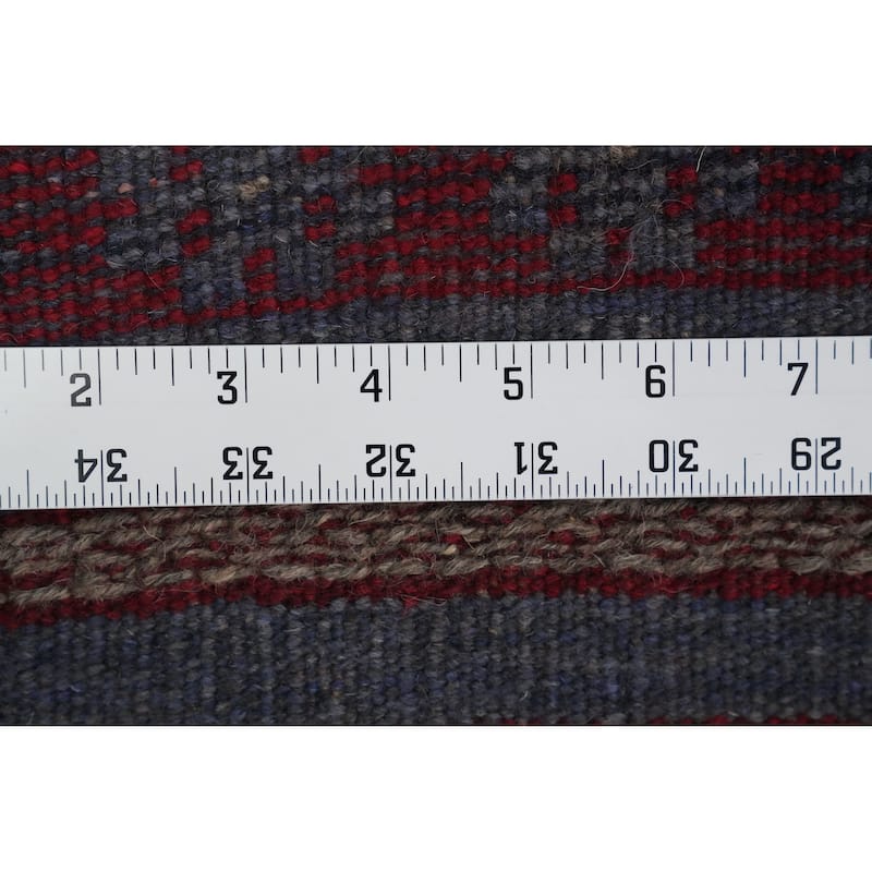 Hand Knotted Oriental 100% Wool Carpet Traditional Tribal Navy Blue & Blues Balouch Runner Rug - 8' 8'' X 1' 11''