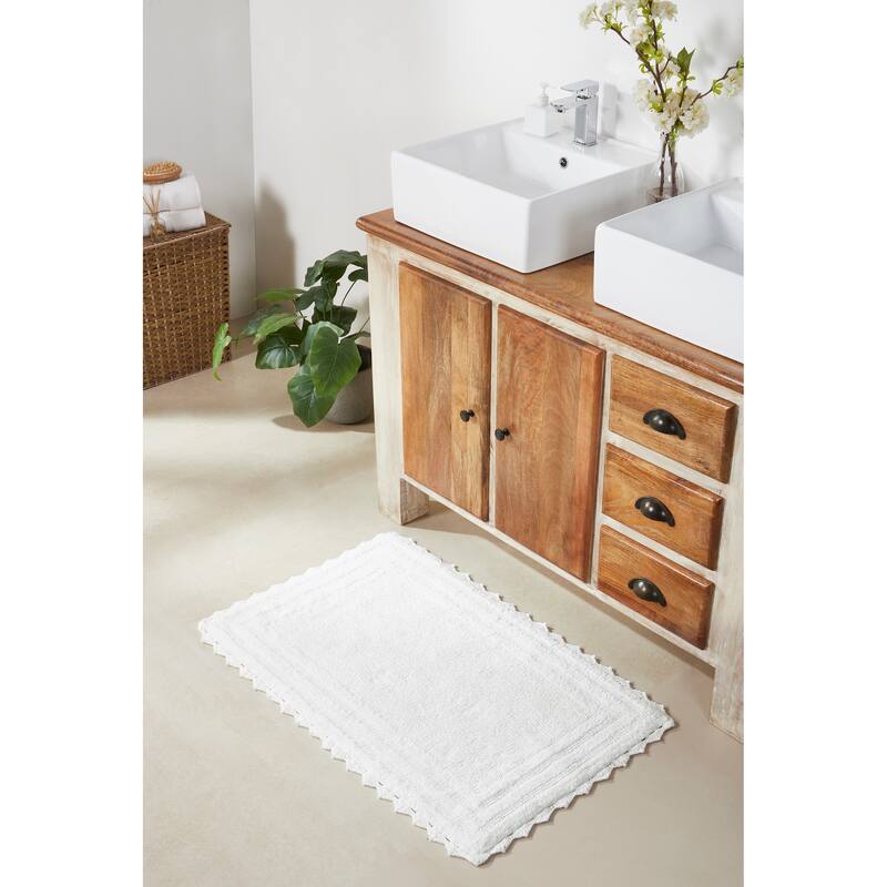 Better Trends Bath Rugs Set 100% Cotton Soft & Water Absorbent Tufted Bathroom Rug for Shower, Sink Bath Mats Lilly Crochet