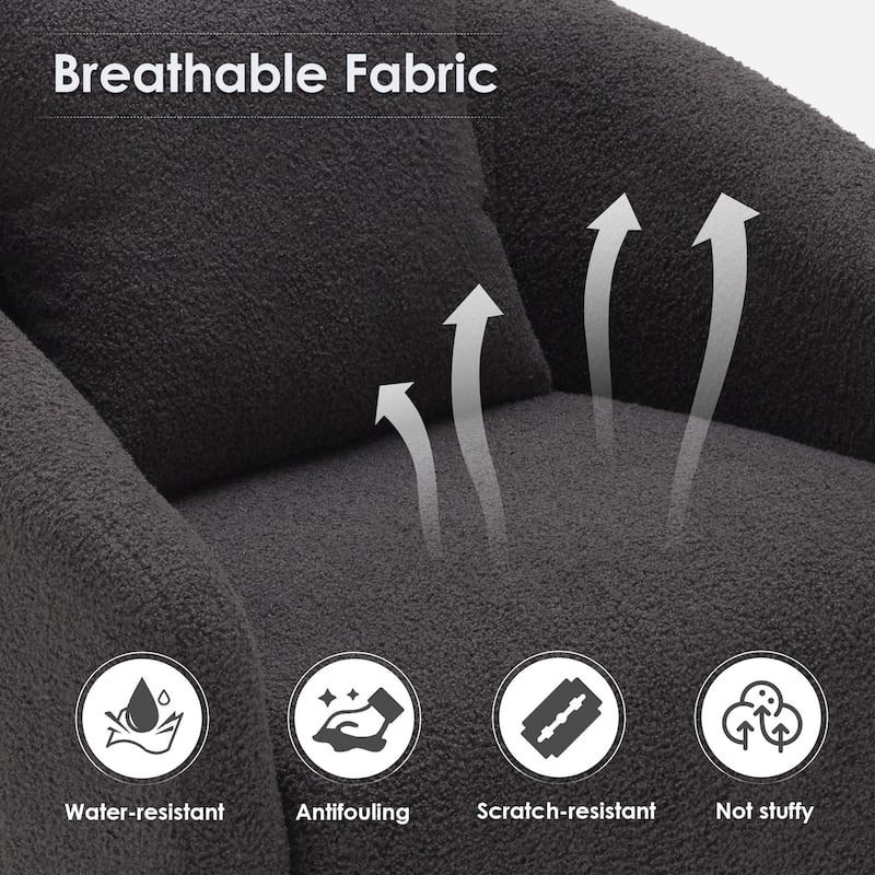 Swivel Accent Chair, Barrel Armchair with Back Pillow & Wood Frame for Living Room, Bedroom, Office