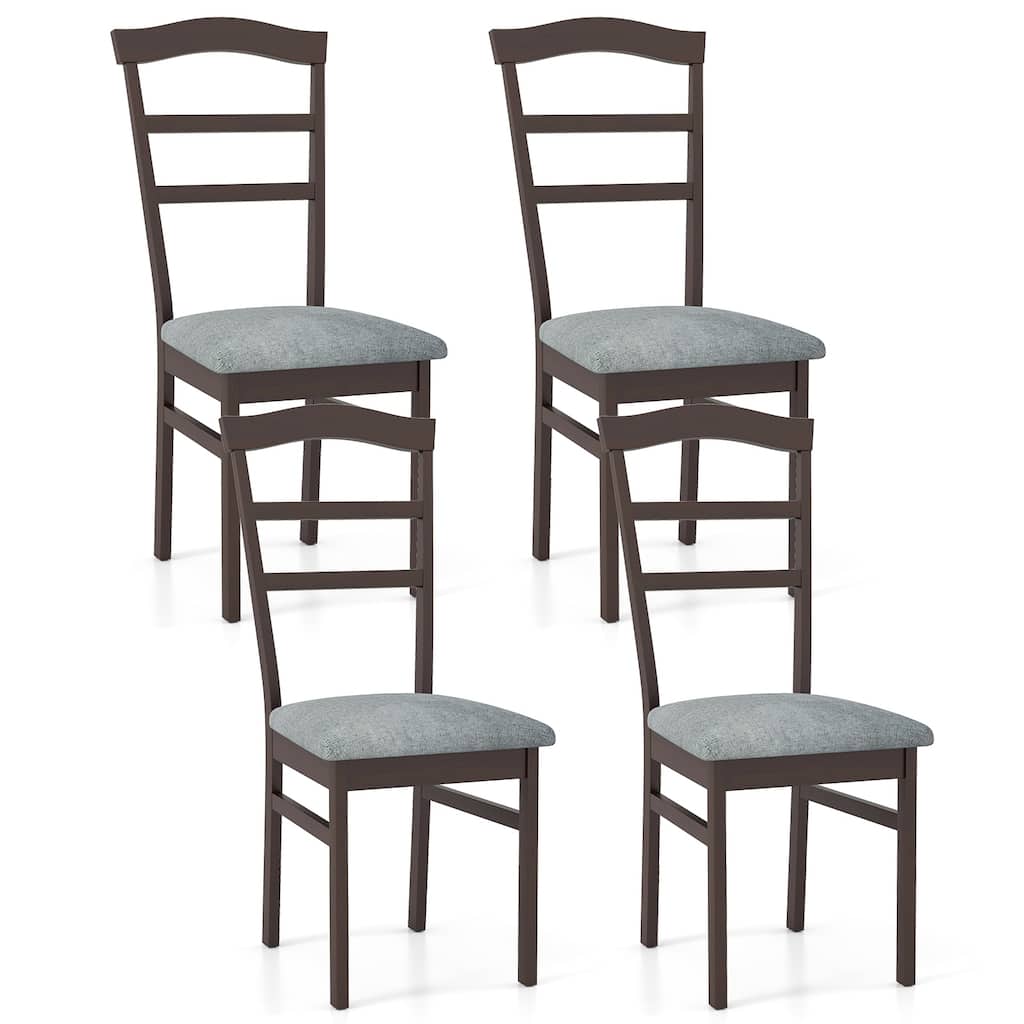 Gymax Modern Dining Chairs Set of 4 w/ Rubber Wood Frame Hollowed