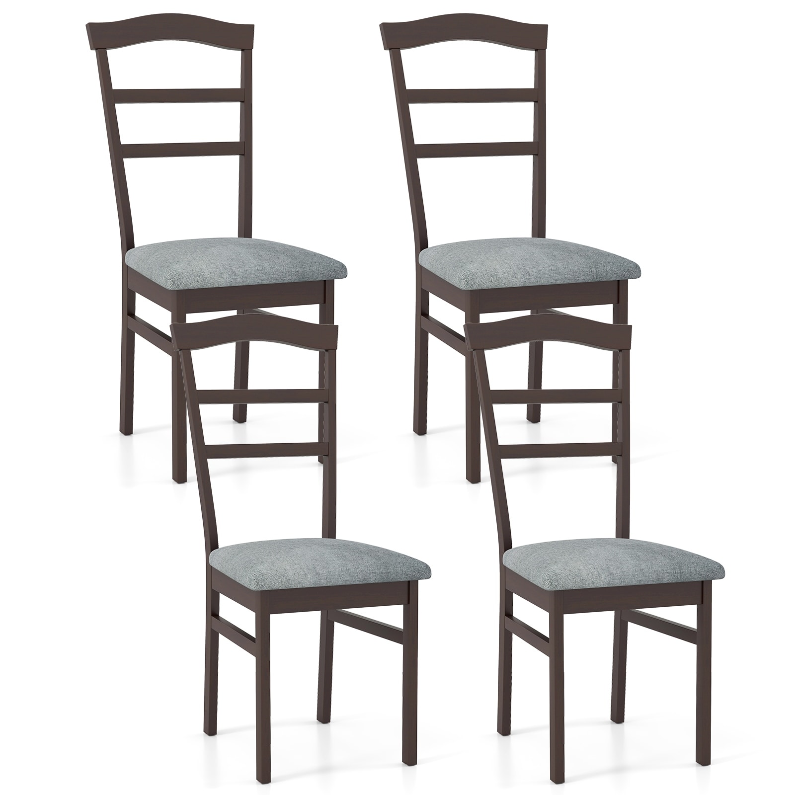 Gymax Modern Dining Chairs Set of 4 w/ Rubber Wood Frame Hollowed