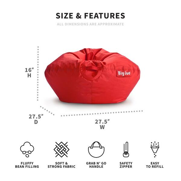 dimension image slide 6 of 14, Big Joe Kids Classic Bean Bag Chair