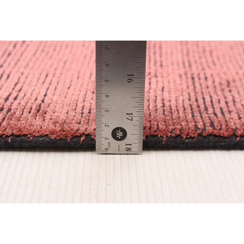 ECARPETGALLERY Hand Loomed Shimmer Dark Coral Viscose Rug - 5'3 x 7'4