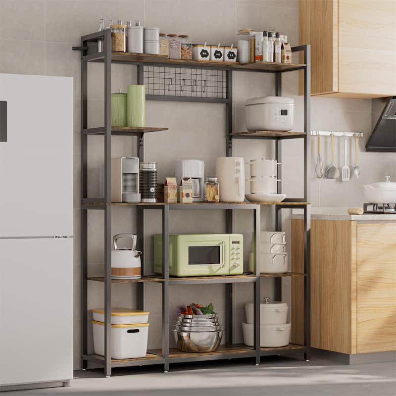 67" Industrial 5-Tier Bookshelves Metal Bookcase Kitchen Storage Shelves