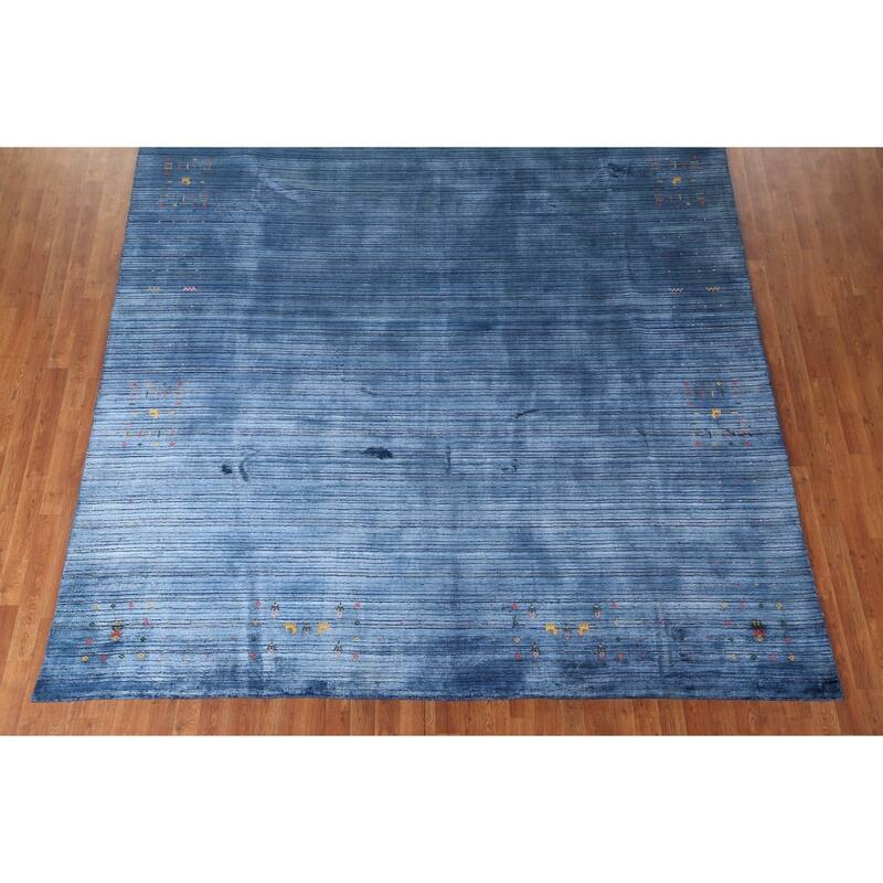 Blue Gabbeh Oriental Area Rug Handmade Living Room Silk Carpet - 8'9"x 11'4"