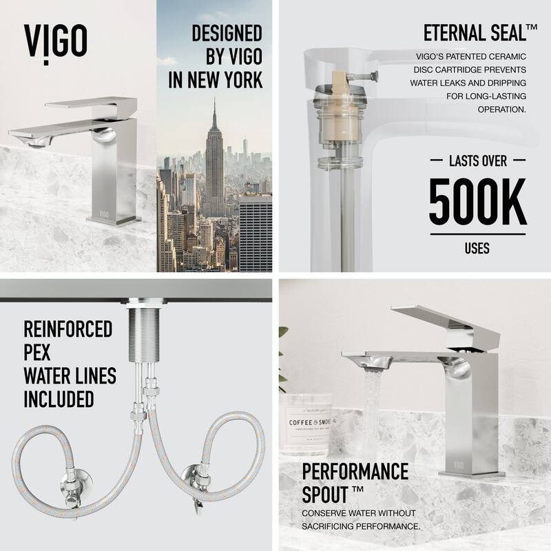 VIGO Dunn 6" H Single Handle Single Hole Bathroom Faucet