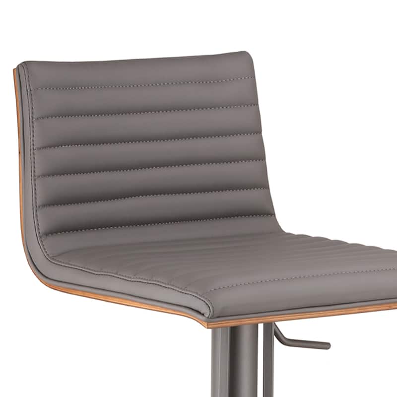 22-inch Adjustable Height Swivel Bar Fabric Seat Stool with Low Back Footrest and Metal Frame for Kitchen - 43"H x 16"W x 17"D