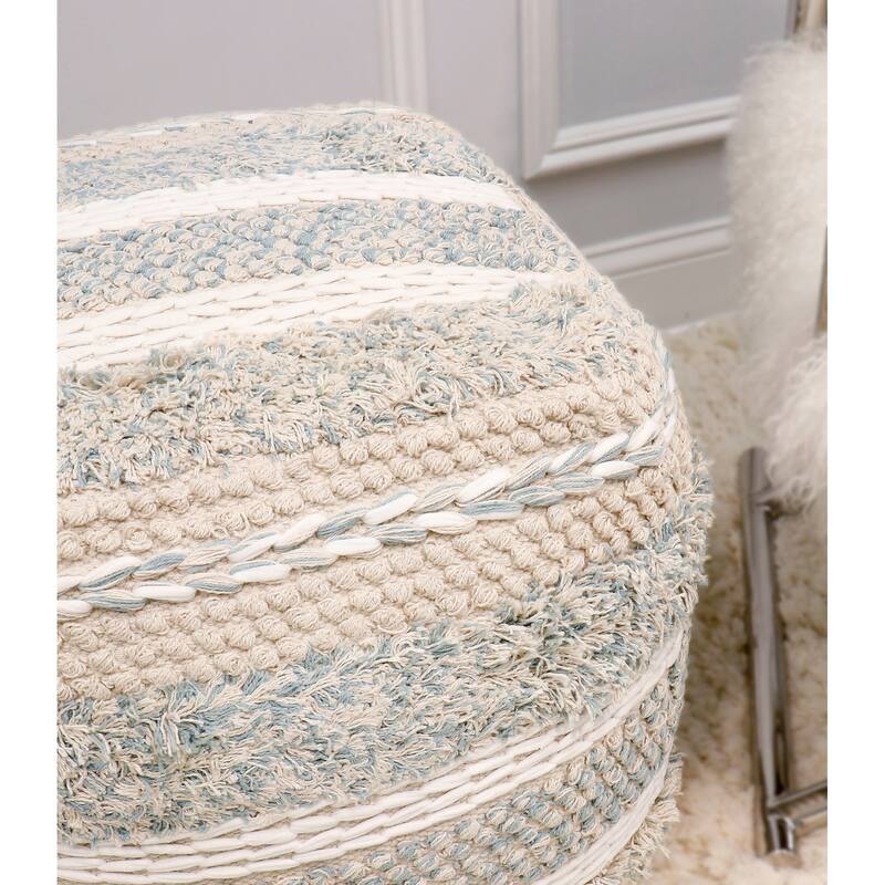 Pasargad Home Grandcanyon Braided Cotton Pouf, 20" Beige