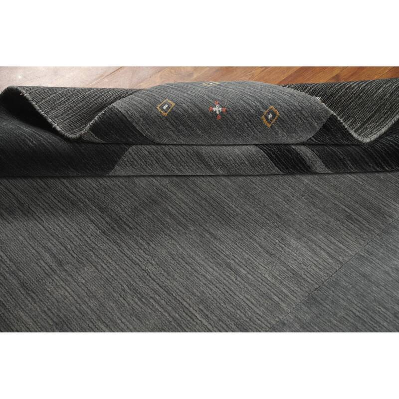 Hand Knotted Oriental 100% Wool Carpet Tribal Animal Pictorial Greys & Charcoal Gabbeh Area Rug - 7' 6'' X 5' 2''