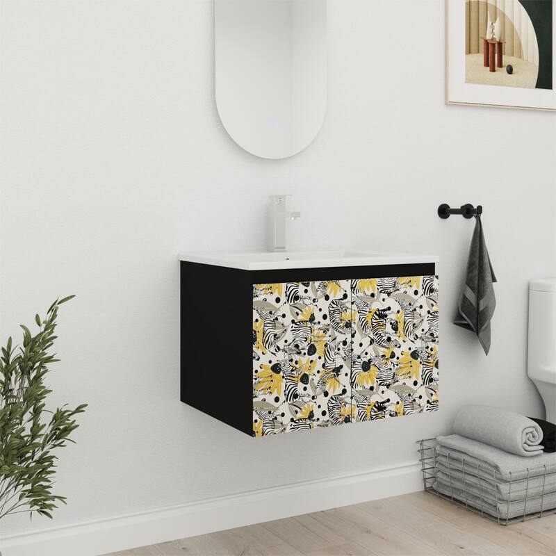 Bathroom Vanity With Sink In 24/30 Inch, Floating Bathroom Vanity with Soft Close Door