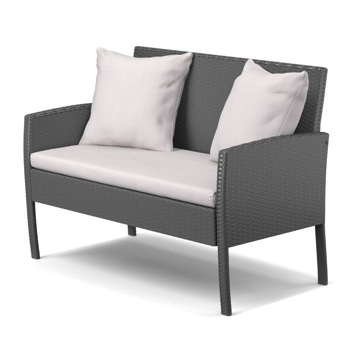 Shop Modern 4 Piece Outdoor Grey Resin Wicker Patio Furniture Set With Cushions On Sale Overstock 30703921