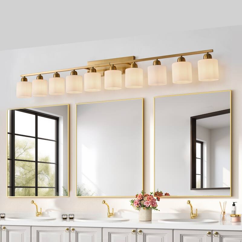 10-Light Bathroom Vanity Lights Over Mirror, 65.4 inch Vanity Lights Fixtures with Glass Shades Modern Vanity Lights