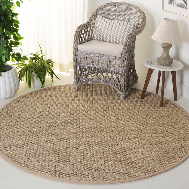 SAFAVIEH Natural Fiber Zymryd Basketweave Seagrass Rug - 3' Round - Natural/Beige
