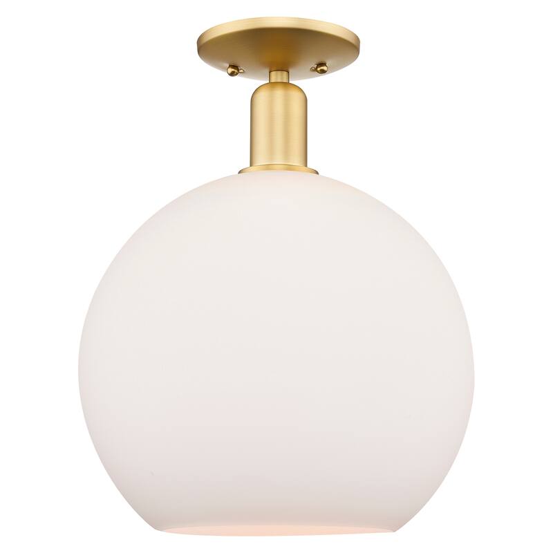 Innovations Lighting Endless Possibilities Arcadia - Athens - 1 Light 12" Semi-Flush Mount - Satin Gold/Matte White