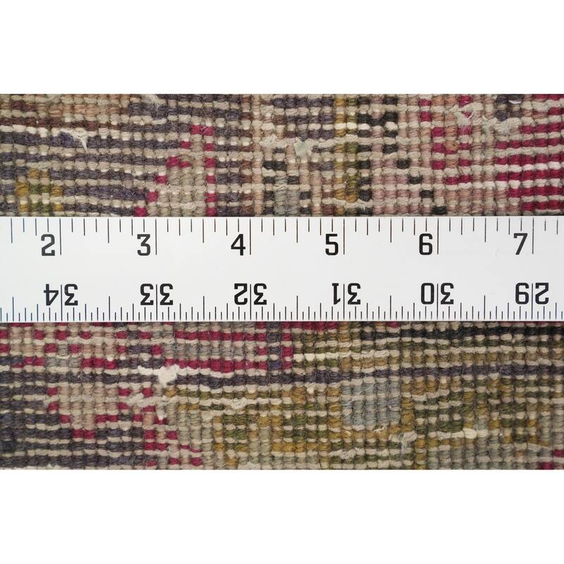 Hand Knotted Oriental 100% Wool Carpet Traditional Geometric Pink Tabriz Runner Rug - 10' 2'' X 3' 6''