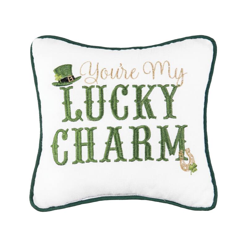 10" x 10" You're My Lucky Charm Embroidered Throw Pillow St. Patrick's Day Themed