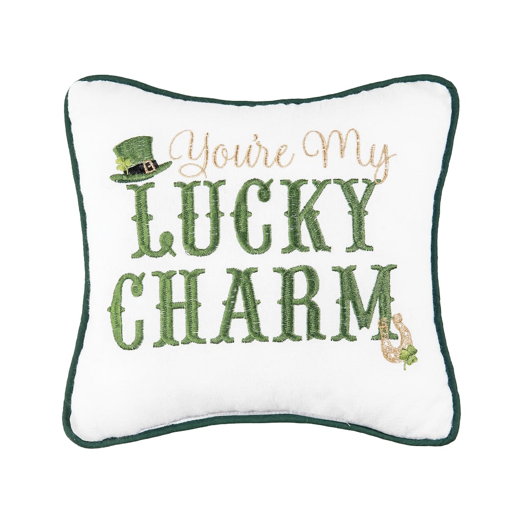 10" x 10" You're My Lucky Charm Embroidered Throw Pillow St. Patrick's Day Themed
