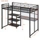 preview thumbnail 7 of 7, Metal Loft Bed Frame with Desk and Whiteboard, Twin Size Loft Bed with 3 Shelves, Ladder and Guardrails for Kids, Teens - Black