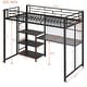 preview thumbnail 3 of 46, Platform Bed with Desk and Whiteboard, Metal Loft Bed w/ 3 Storage Shelves, Safety Guardrail & Ladder, Space-Saving, Noise Free