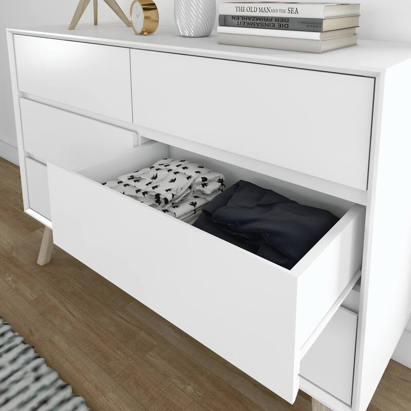 Max and Lily Mid-Century Modern 6-Drawer Dresser