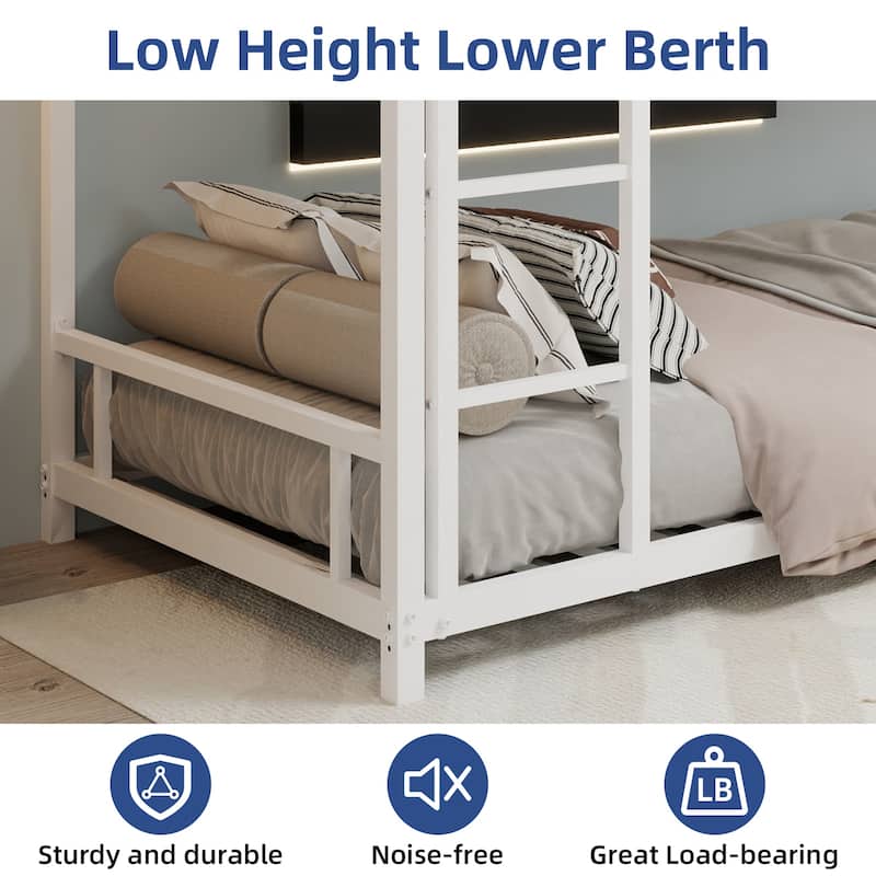 Metal Twin over Twin Bunk Bed/ Heavy-duty Sturdy Metal/ Noise Reduced/ Safety Guardrail/No Box Spring Needed