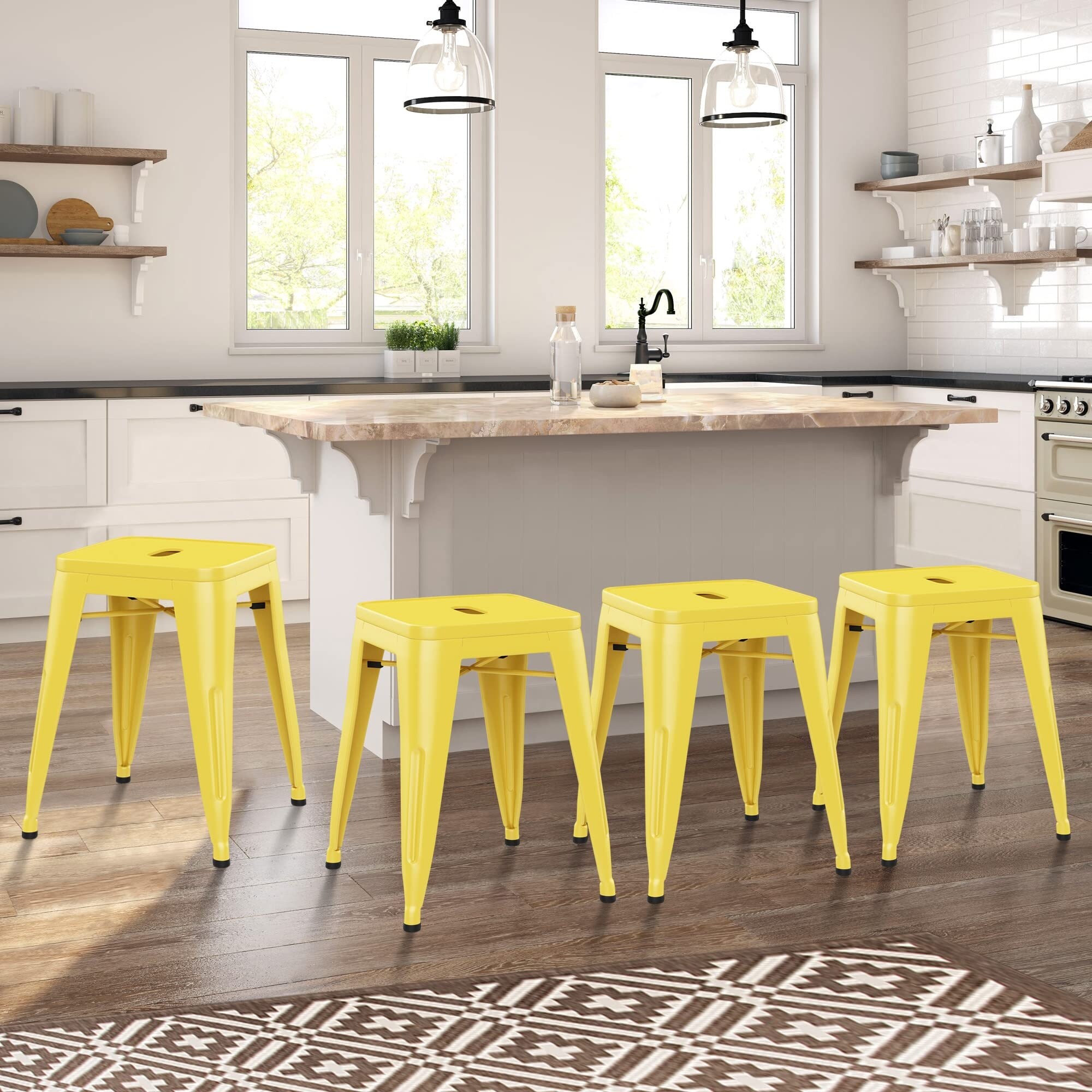 Backless Industrial Metal Bar Stool Kitchen Stackable Kids Stools Short Stools Metal Dining Chairs Set of 4 18inch On Sale Bed Bath Beyond 37999972