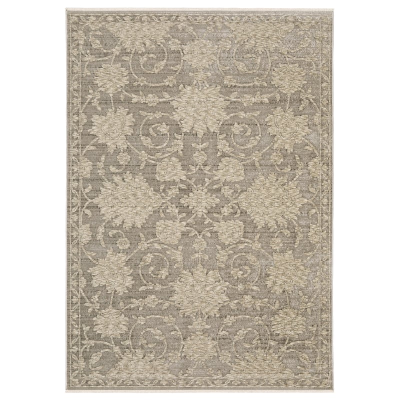 Style Haven Caiden Updated Traditional Floral Area Rug - Grey/ Beige - 2' 3" x 7' 6" - Runner