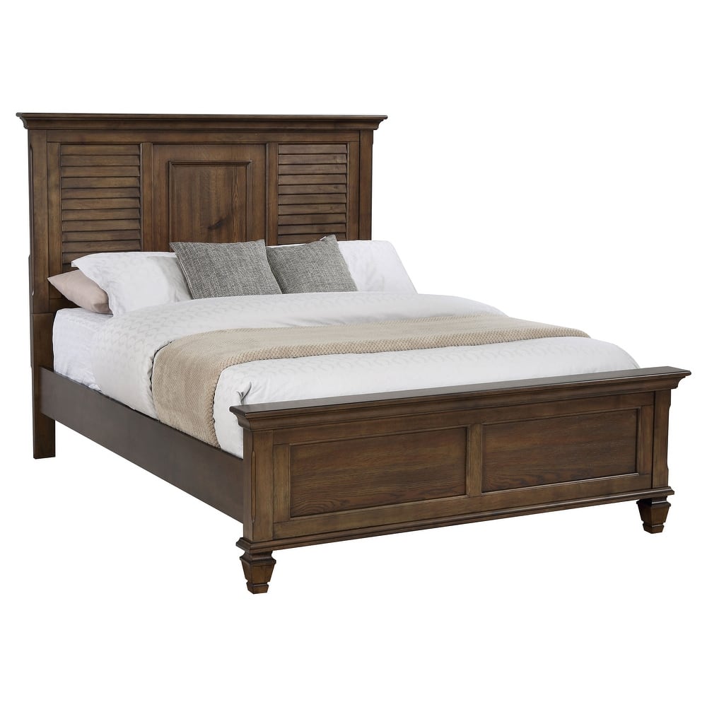 Franco Farmhouse Wood Panel Bed with Turned Leg