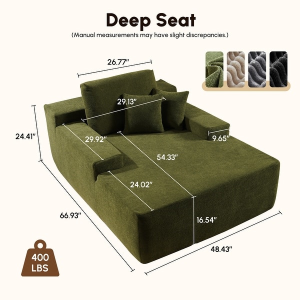 dimension image slide 11 of 13, HOOOWOOO Modern Upgraded Fabric Sofa Chaise Lounge