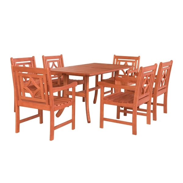 Malibu Outdoor 7-piece Wood Patio Curvy Legs Table Dining Set. Opens flyout.