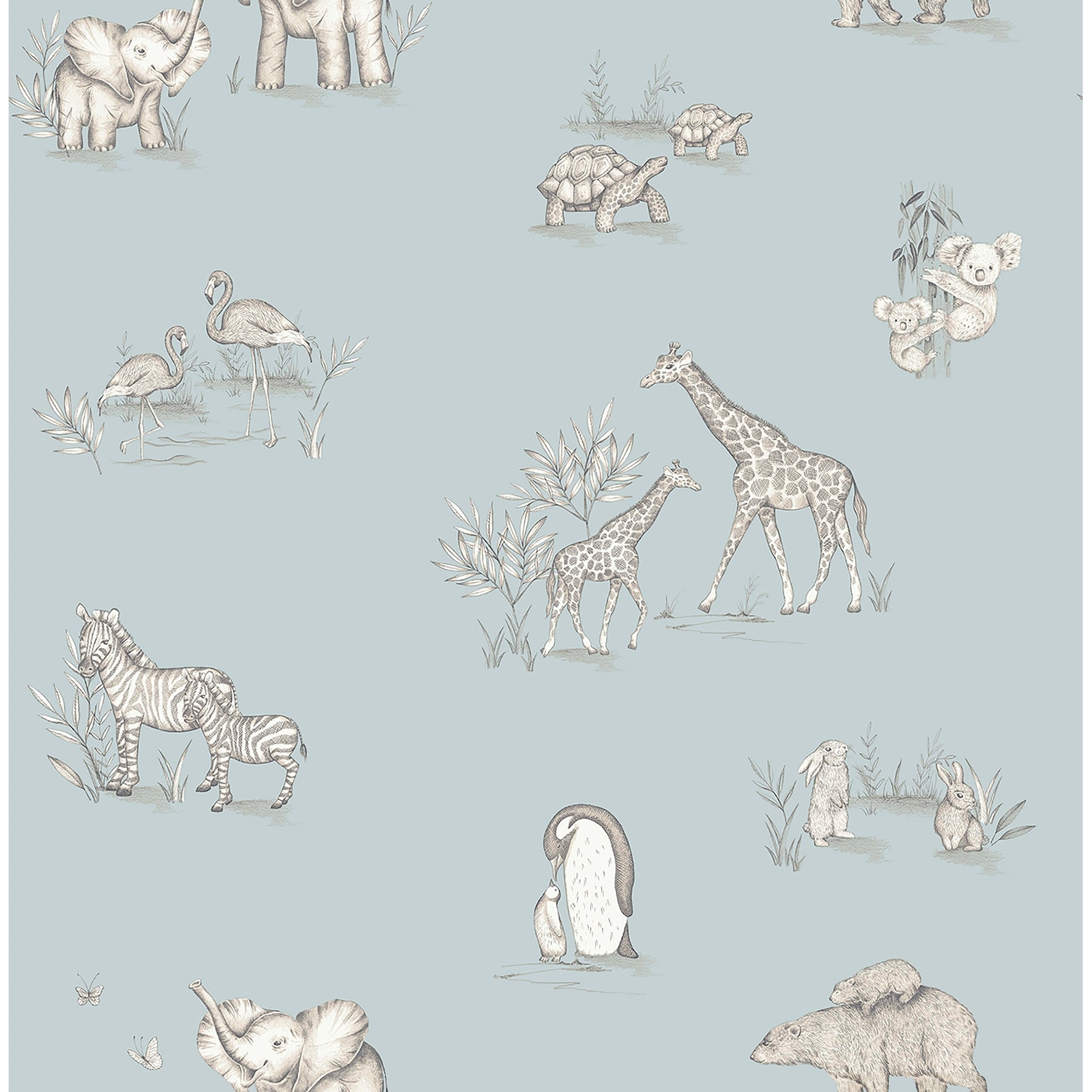 Advantage Safari Babies Blue Animal Wallpaper