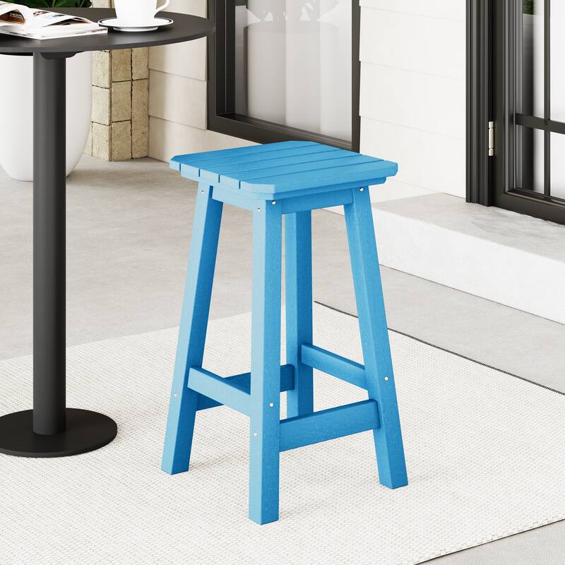 Polytrends Laguna Hdpe All Weather Outdoor Patio 24" Square Counter Stool - Pacific Blue