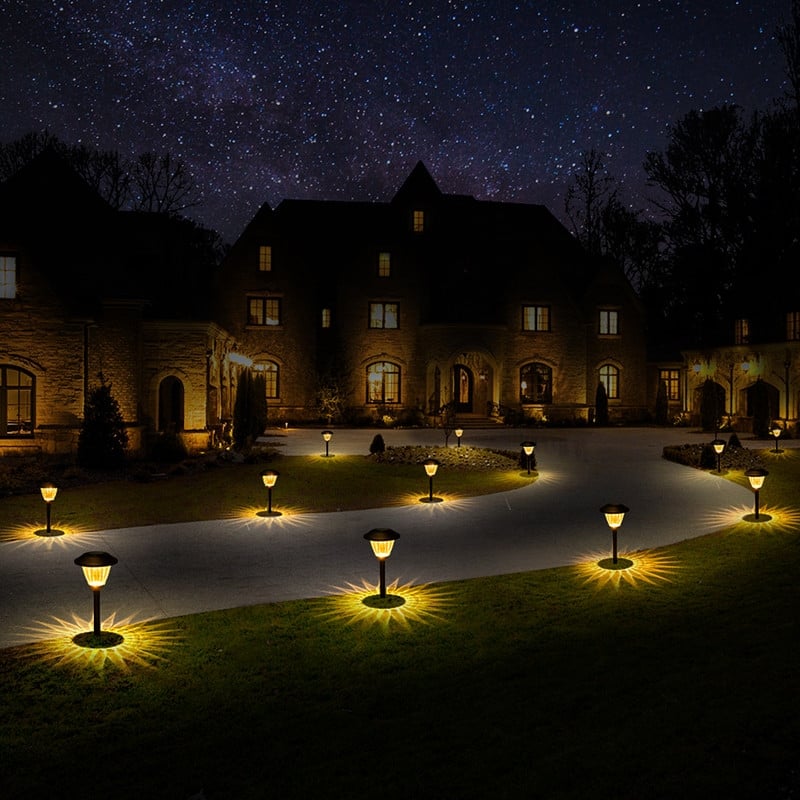 Solar Powered Outdoor Pathway Metal & Glass 6 Pack Light