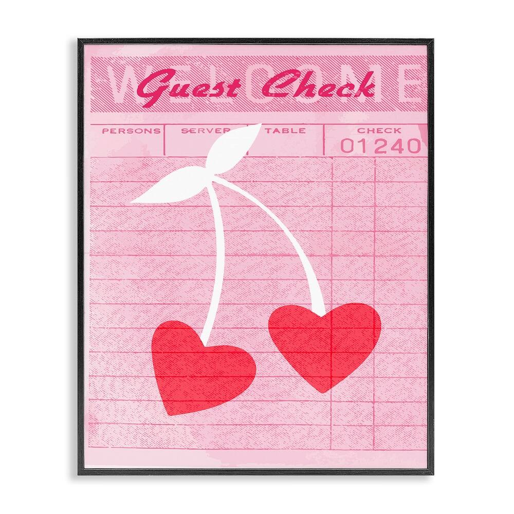 Stupell Cherries on Guest Check Framed Giclee Art Design By Lil' Rue