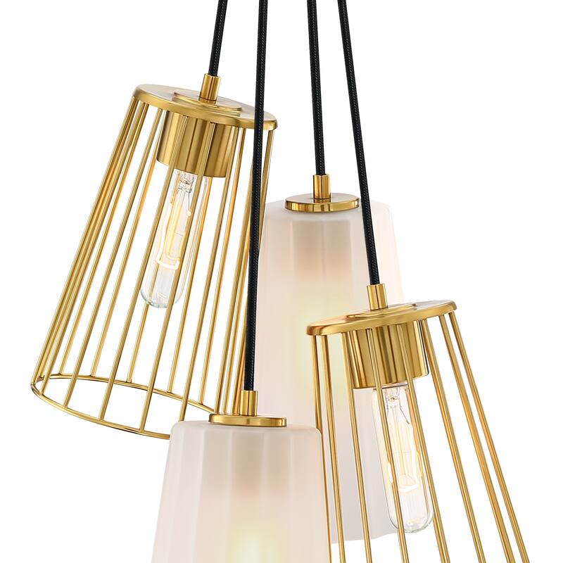 Liana 4-Light Brushed Gold Glam Statement Chandelier for Foyers and Entryways - 14.5