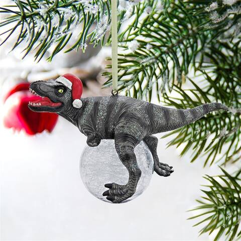 Design Toscano Blitzer the T Rex Dinosaur Christmas Tree Ornament, 5 Inch, Single