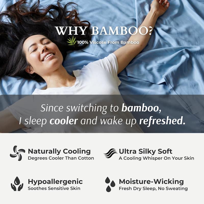 BedVoyage 100% viscose from Bamboo Bed Sheet Set, Split King - White