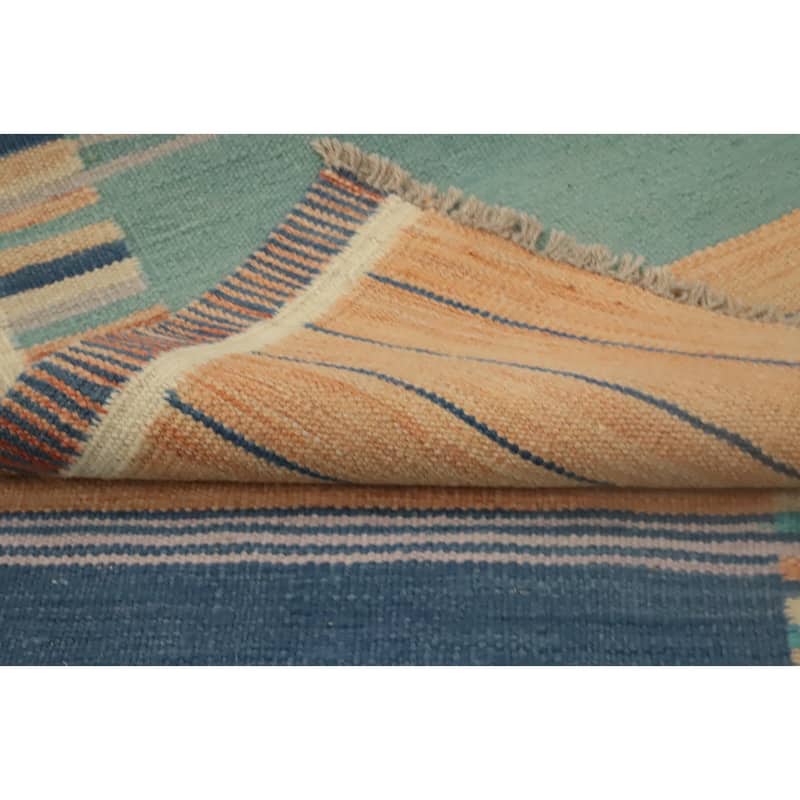 Hand Woven Oriental 100% Wool Carpet Southwestern Tribal Multi-Colored Kilim Runner Rug - 8' 1'' X 2' 0''
