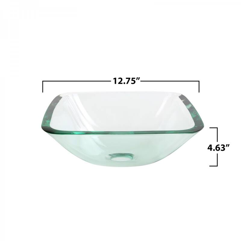 Tempered Glass Countertop Bathroom Sink 12.75" Square Sink with Chrome Sink Drain (Set of 2) Renovators Supply