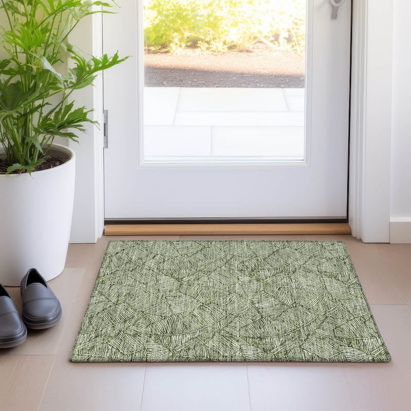 Premium Washable Super Soft Palm Beach Mayfield Rug - Olive - 1'8" x 2'6"