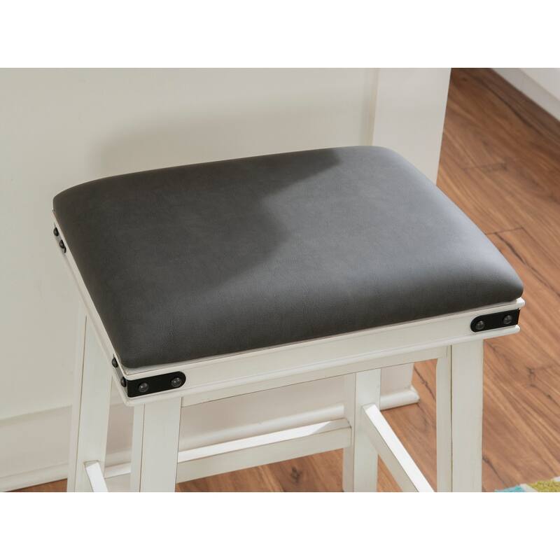 Spenser Backless Counter Stool with Faux Leather seat
