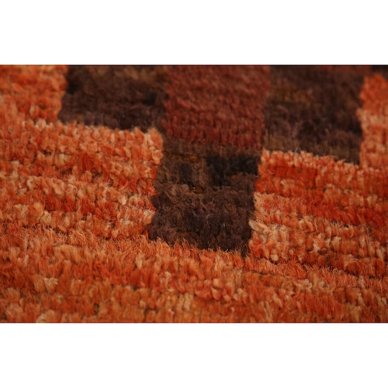 Geometric Moroccan Runner Rug Handmade Wool Carpet - 2'10" x 9'8"