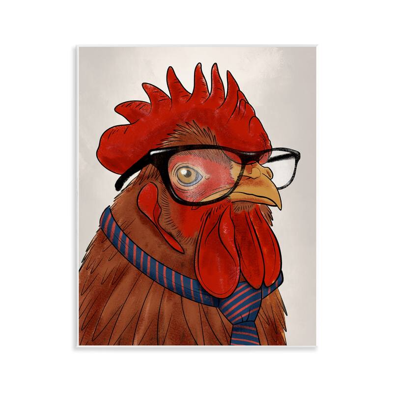 Stupell Trendy Rooster with Tie Wall Plaque Art Design By Marcus Prime - 11 x 14